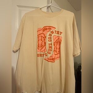 Pink Lily Cream Tee with Orange Graphic